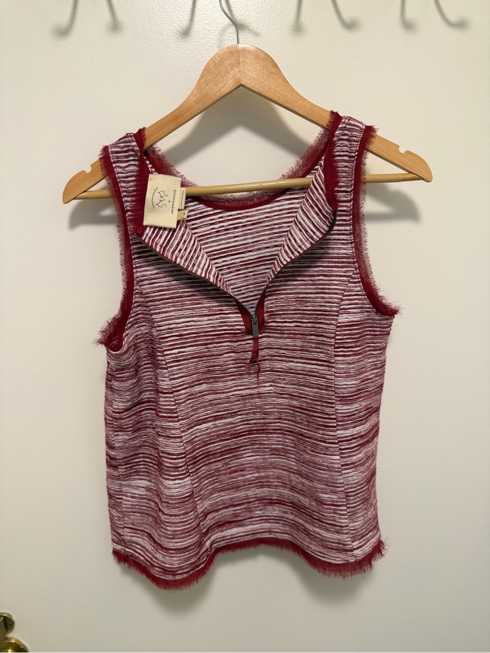 Marled Sleeveless Top Burgundy size M medium Anthropologie with zipper rare